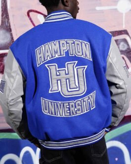 Men’s Hampton University Royal and Gray Varsity Jacket