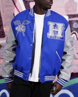 Men’s Hampton University Royal and Gray Varsity Jacket