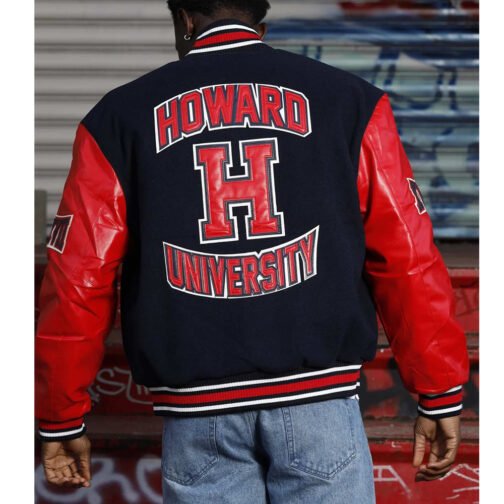 Men’s Howard University Black and Red Varsity Jacket - Image 2