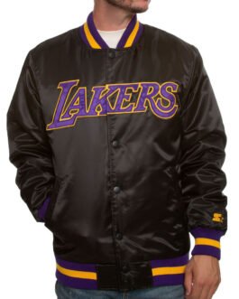 Los Angeles Lakers Black Bomber Satin Jacket
