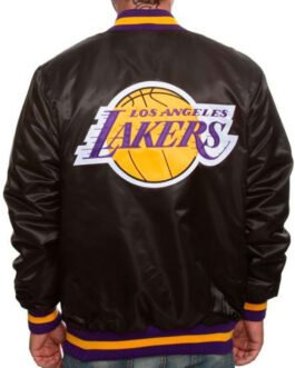 Los Angeles Lakers Black Bomber Satin Jacket