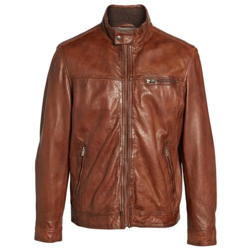 Men’s Missani Brown Leather Jacket - Image 3