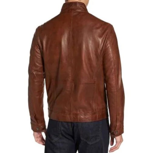 Men’s Missani Brown Leather Jacket - Image 2