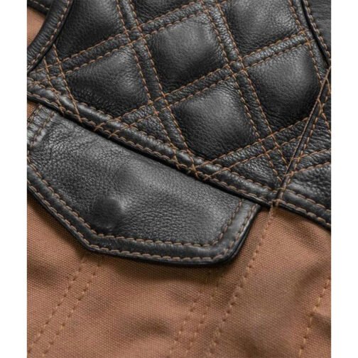 Men’s Motorcycle Leather & Canvas Hunt Club Vest - Image 9