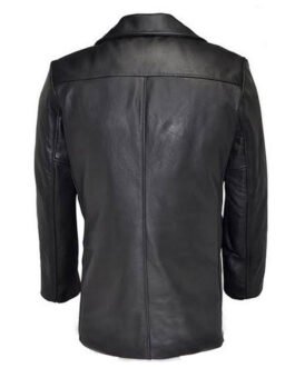 Men’s Naval Black Leather Peacoat