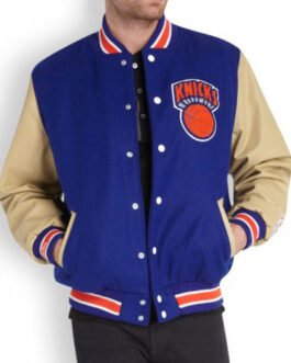 Men’s New York Knicks Blue Letterman Jacket