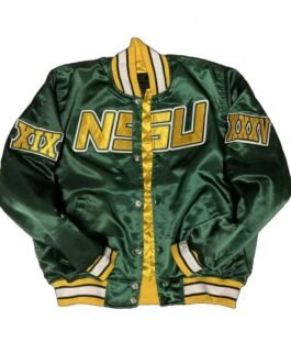 Men’s Embroidered Norfolk State University Green Bomber Jacket