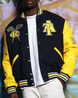 Men’s North Carolina A&T State University Black and Yellow Varsity Jacket