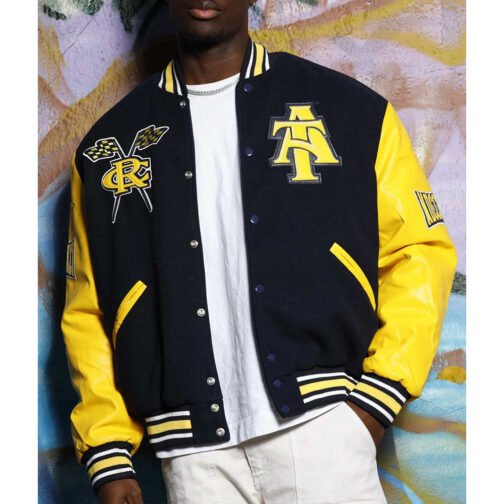 Men’s North Carolina A&T State University Black and Yellow Varsity Jacket