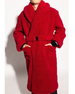 Red Faux Fur Sherpa Coat