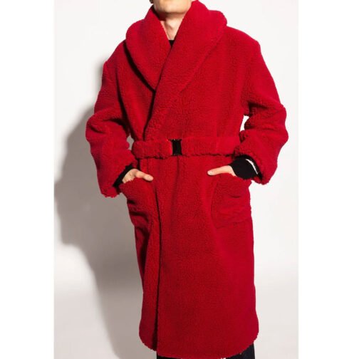 Red Faux Fur Sherpa Coat