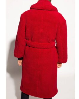 Red Faux Fur Sherpa Coat