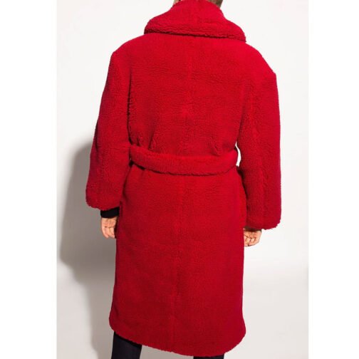 Red Faux Fur Sherpa Coat - Image 2