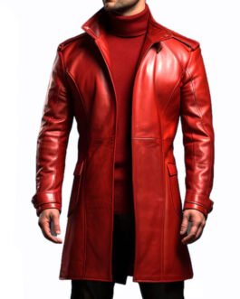 Men’s Designer 100% Red Real Leather Coat