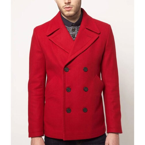 Men’s Red Wool Peacoat
