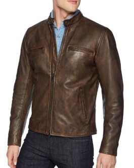 Men’s Snap Tab Collar Lucky Vintage Leather Jacket