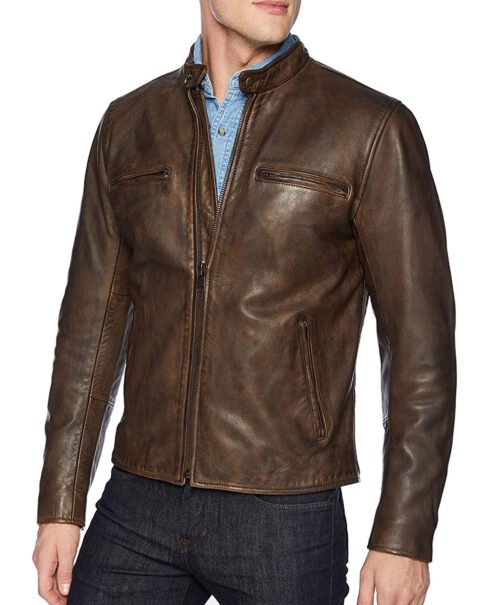 Men’s Snap Tab Collar Lucky Vintage Leather Jacket