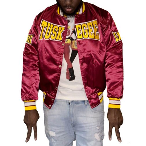 Men’s Tuskegee University Satin Burgundy Jacket - Image 3