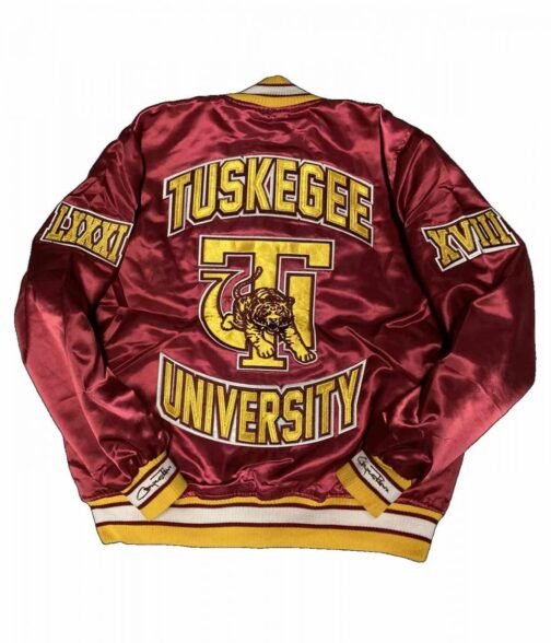 Men’s Tuskegee University Satin Burgundy Jacket - Image 2