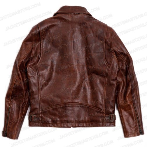 Men’s Street Wear Shirt Collar Brown Vintage Leather Jacket - Image 2