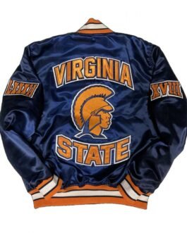 Men’s Blue Virginia State University Satin Bomber Jacket