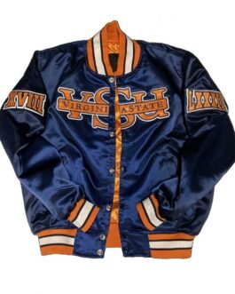 Men’s Blue Virginia State University Satin Bomber Jacket