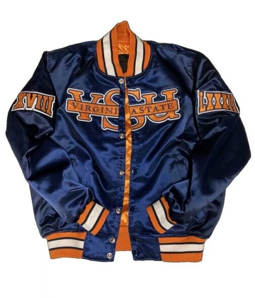Men’s Blue Virginia State University Satin Bomber Jacket