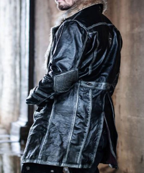 Men’s Warlock Leather Coat with Fur Collar - Image 6