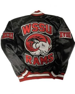 Men’s Winston Salem State University Satin Black Bomber Jacket