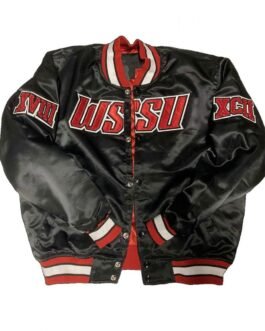 Men’s Winston Salem State University Satin Black Bomber Jacket