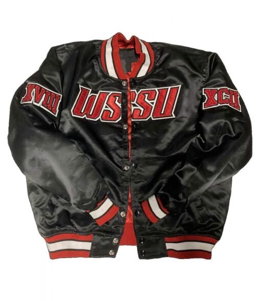Men’s Winston Salem State University Satin Black Bomber Jacket