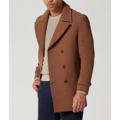 Men’s Brown Wool Peacoat - Image 4