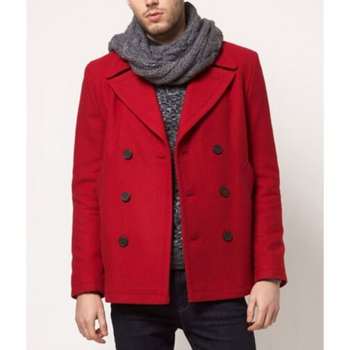 Men’s Red Wool Peacoat - Image 3