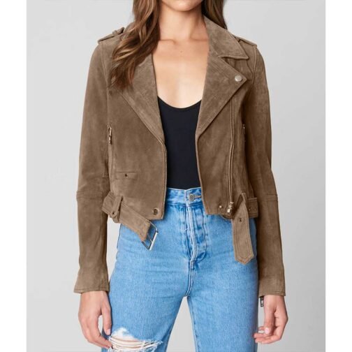 Love Victor Rachel Hilson Suede Moto Jacket