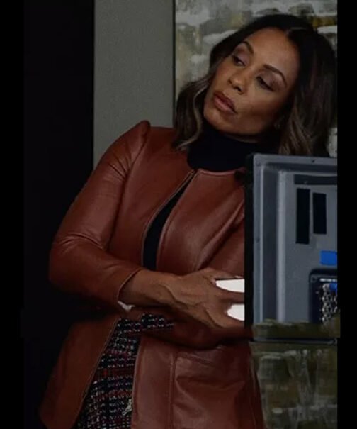 Karen Pittman The Morning Show Brown Leather Blazer - Image 7