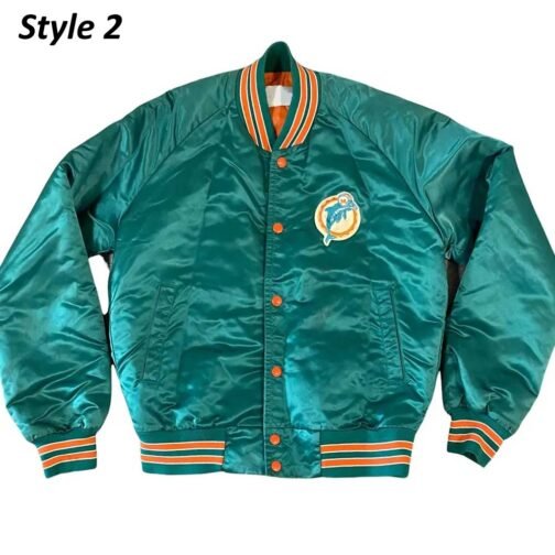 Miami Dolphins 80s Bomber Satin Jacket - Image 2
