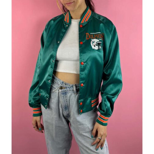 Miami Dolphins 90s Bomber Satin Jacket - Image 4