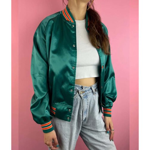 Miami Dolphins 90s Bomber Satin Jacket - Image 3