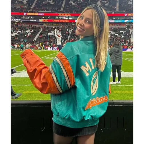 Alix Earle Miami Dolphins Leather Jacket - Image 5
