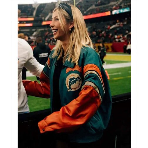 Alix Earle Miami Dolphins Leather Jacket - Image 4