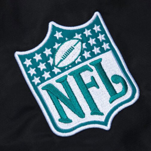 Miami Dolphins Aqua and Orange Rib Bomber Black Jacket - Image 4