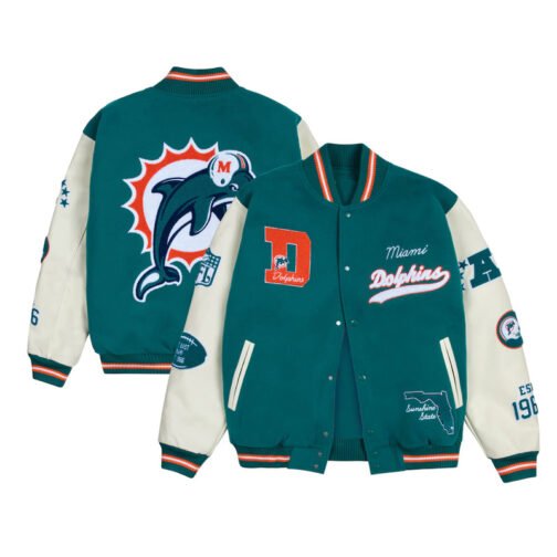Miami Dolphins Sunshine State Aqua Letterman Jacket - Image 3