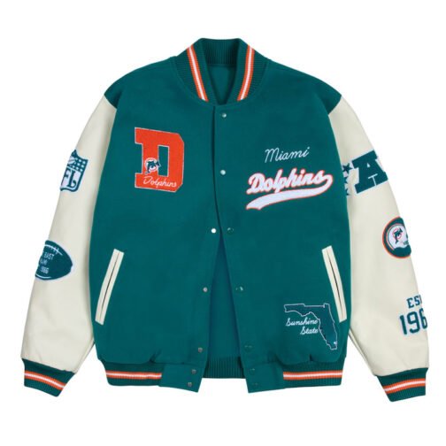 Miami Dolphins Sunshine State Aqua Letterman Jacket
