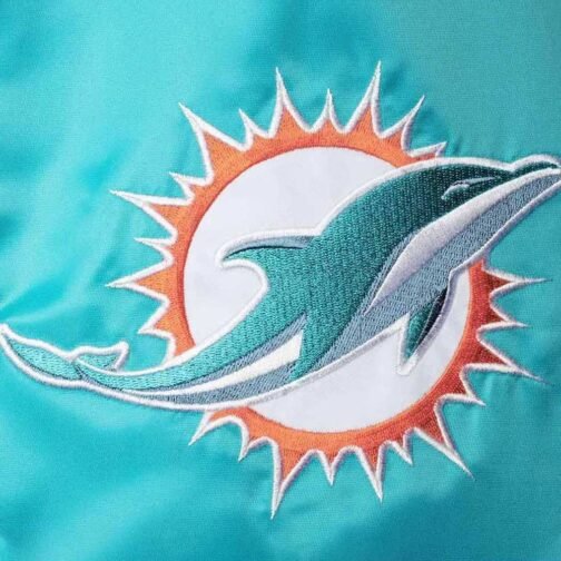Miami Dolphins Aqua Retro The Diamond Satin Jacket - Image 4