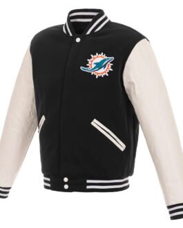 Miami Dolphins Varsity Black and White Jacket