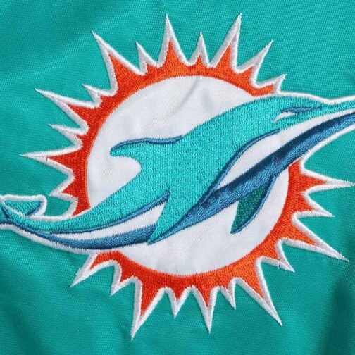 Miami Dolphins Champ Aqua Varsity Satin Jacket - Image 5