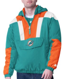 Aqua Miami Dolphins Charger Half-Zip Pullover Jacket