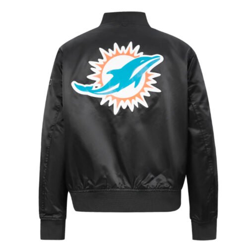 Classic Miami Dolphins Black Satin Jacket - Image 2