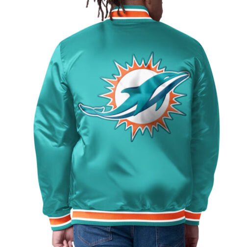 Miami Dolphins Closer Aqua/Orange Satin Jacket - Image 4