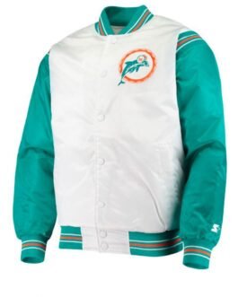 Varsity Miami Dolphins Green and White Starter Jacket